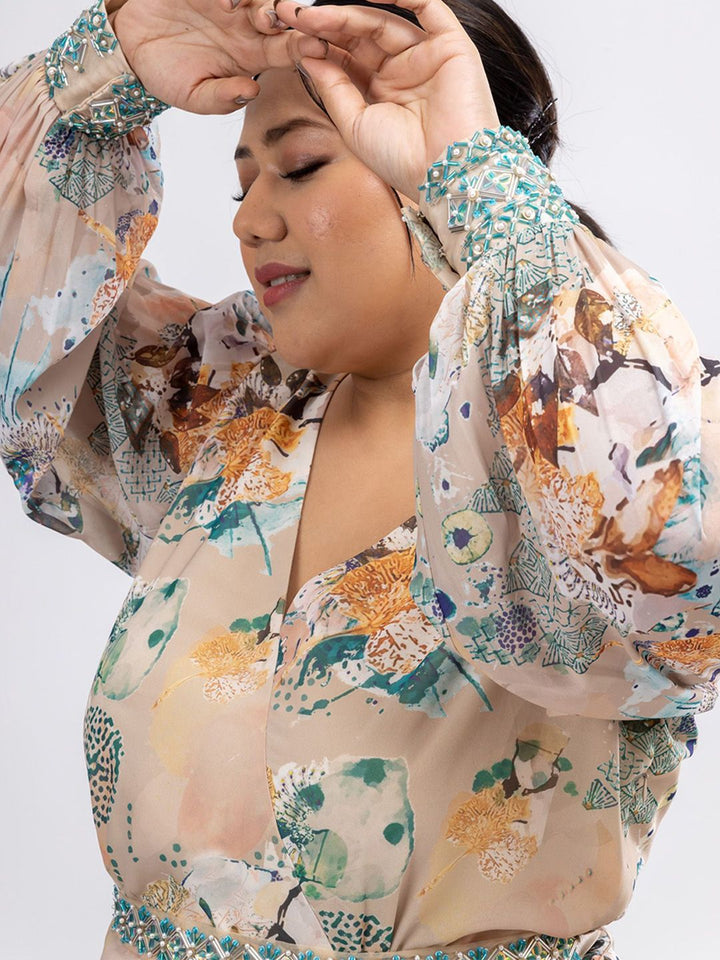 Pakaian Maxi Empayar Bercetak Bunga Mamicha Wanita