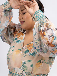 Pakaian Maxi Empayar Bercetak Bunga Mamicha Wanita