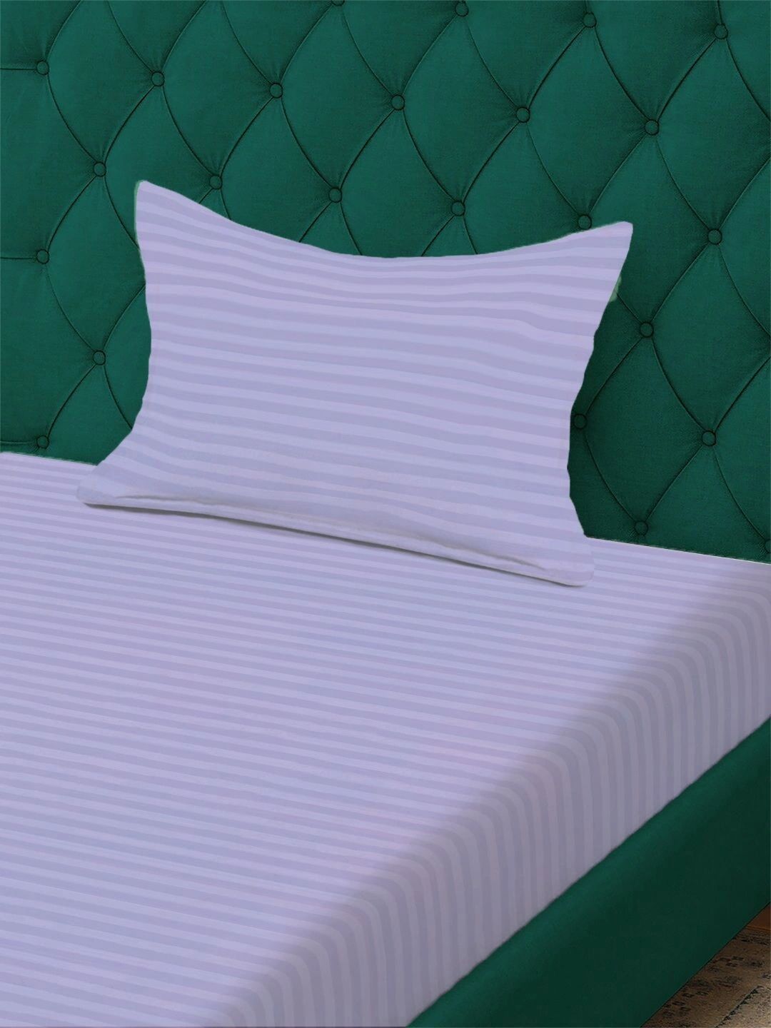 Aura Lavender & White Striped 300 TC Cadar Katil Single dengan 1 Sarung Bantal