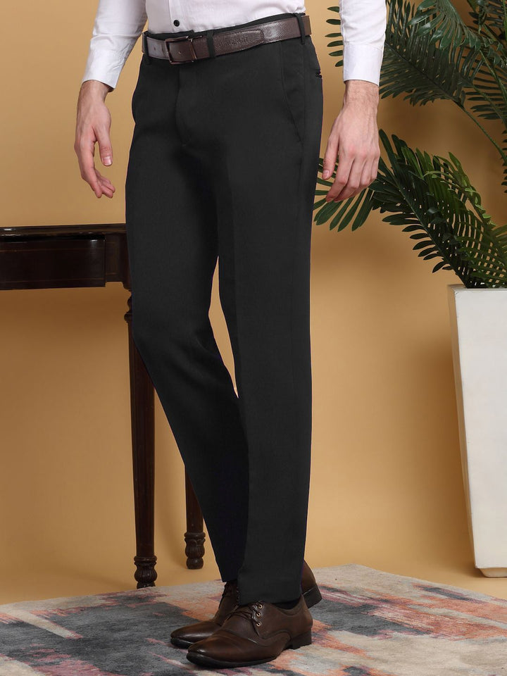 KLOTTHE  Men Slim Fit Mid-Rise Formal Trouser
