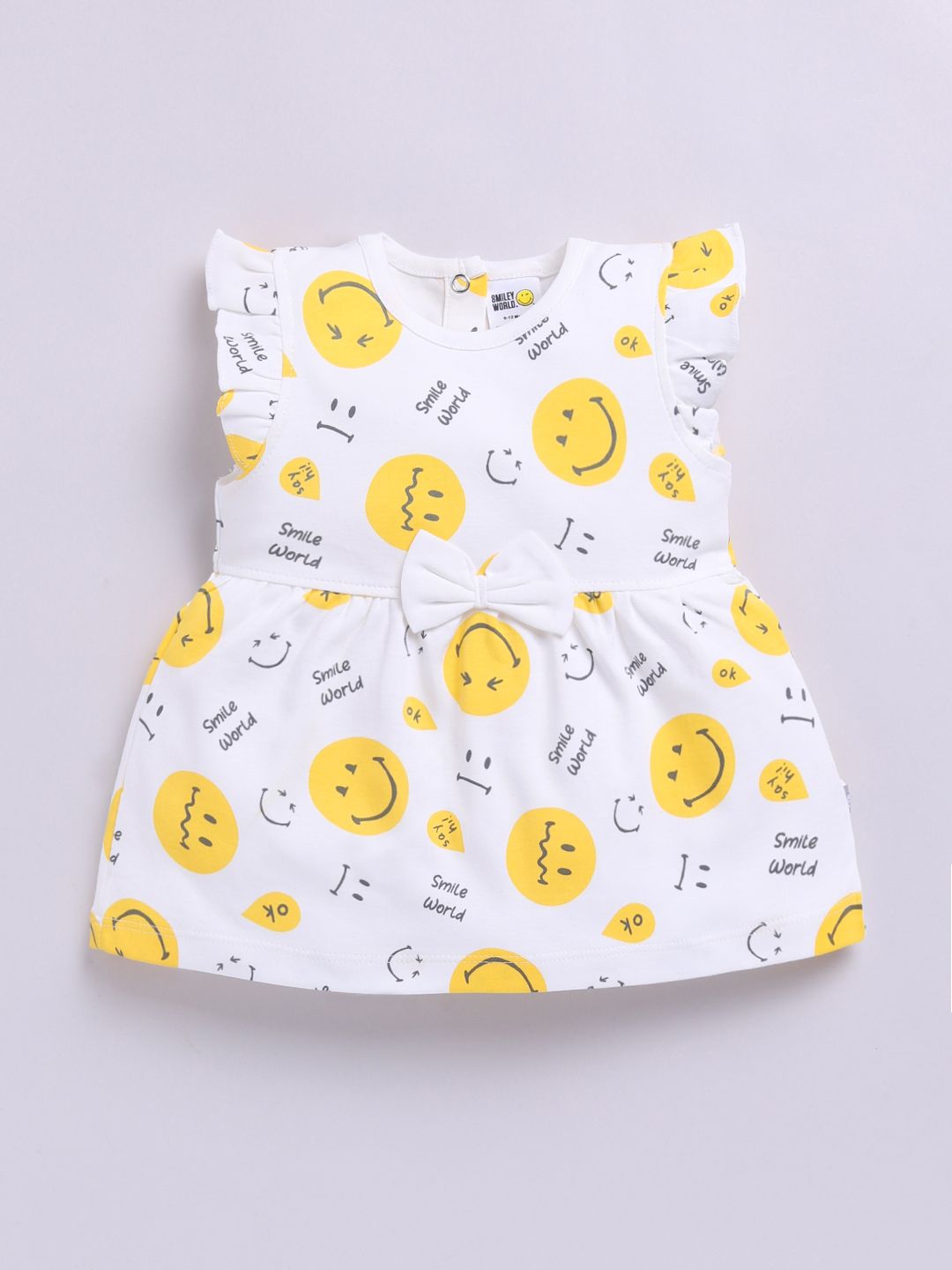 Happy Faces Infant Girls Smiley Printed Pure Cotton A-Line Dress
