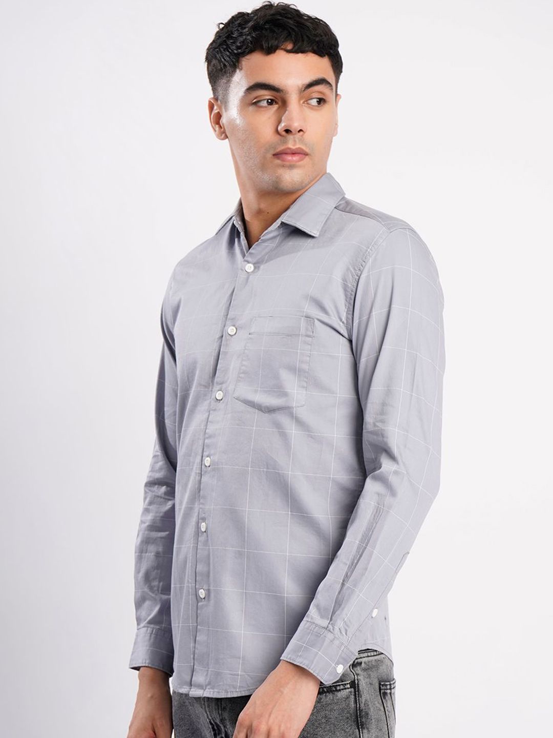 Bene Kleed Checked Spread Collar Pure Cotton Shirt