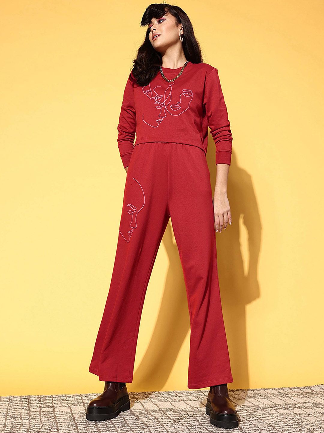 SASSAFRAS Women Graphic Printed Cotton Regular Fit Track Pants
