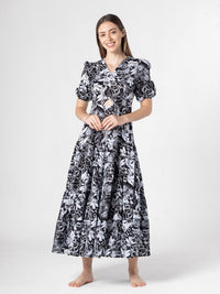 SANSKRUTIHOMES Women Fit & Flare Puff Sleeves Midi Dress