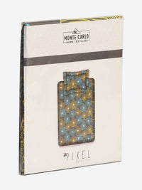 Monte Carlo Pixel Grey & Yellow Floral Printed 120 TC Single Bedsheet Set 1.52 m x 2.30 m