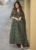 KALINI Floral Printed Anarkali Kurta with Trousers & With Dupatta