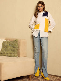 Berrylush Women Colourblocked Sleeveless Sweater Vest