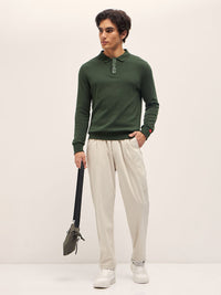 THE BEAR HOUSE Men Solid Polo Collar Cotton Slim Fit T-shirt