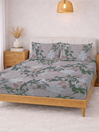 Myntra Elegant Homes Multicoloured Floral 300 TC King Bedsheet with 2 Pillow Covers