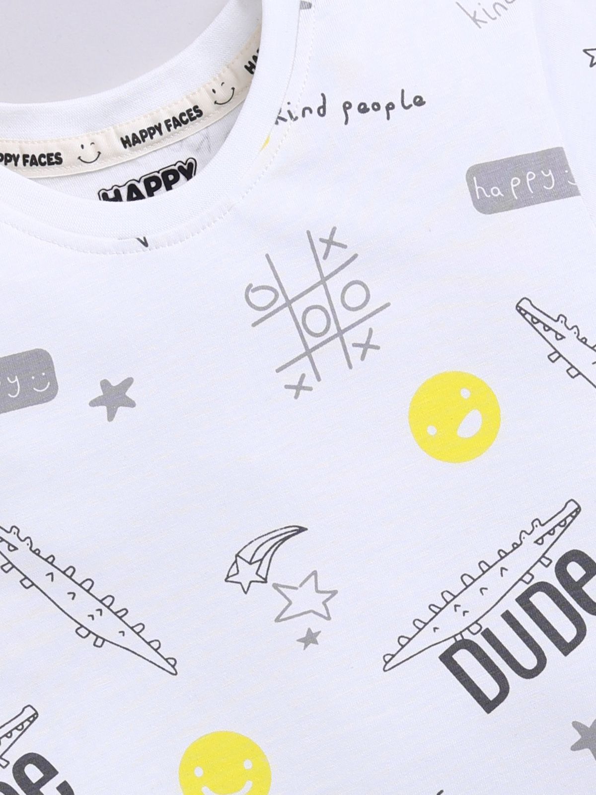 Happy Faces Kids Boys Typography Printed Pure Cotton T-Shirt