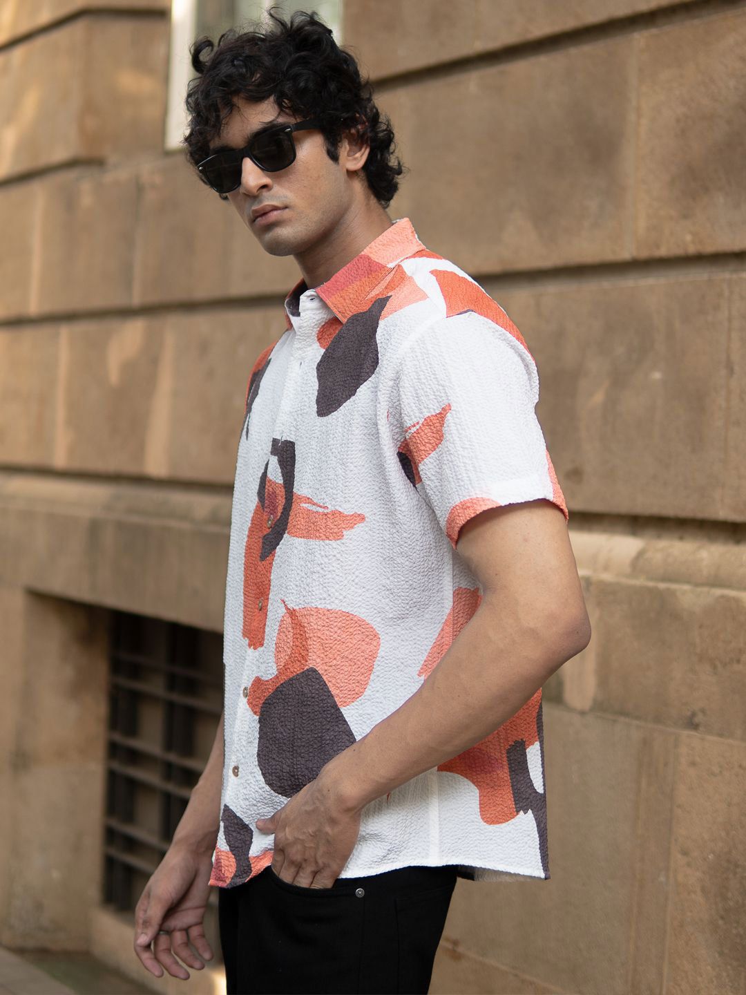 Powerlook Men Abstract Printed Spread Collar Casual Shirt