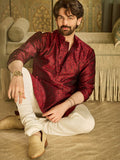 SOJANYA Floral Woven Design Mandarin Collar Straight Kurta With Churidar