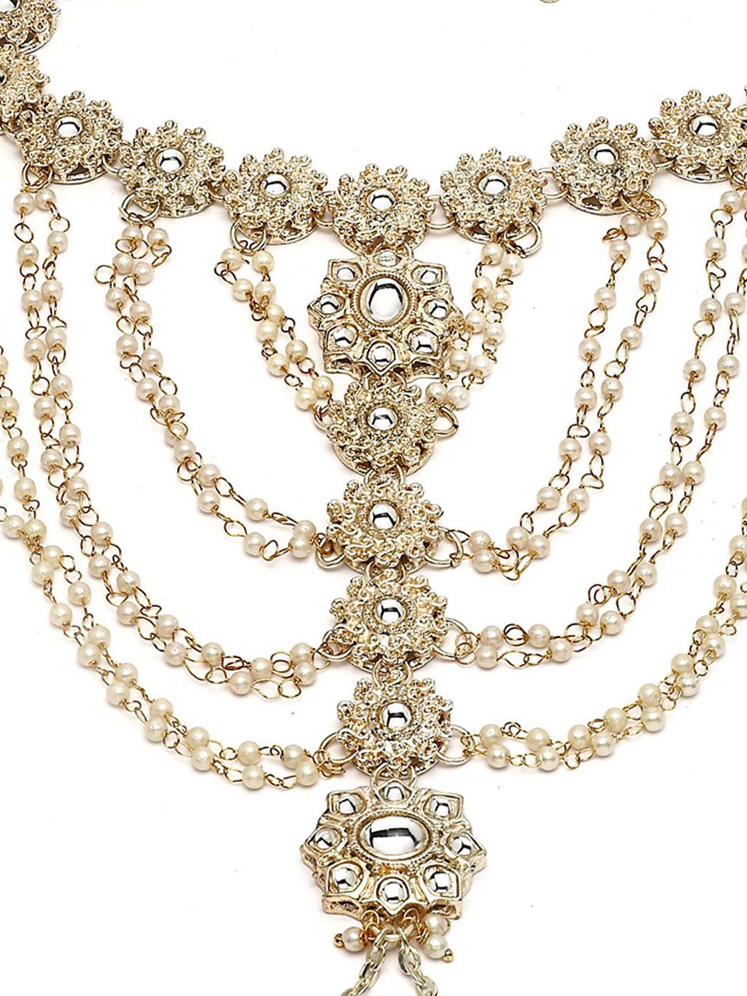 KARATCART Gold-Plated Kundan Studded Anklet