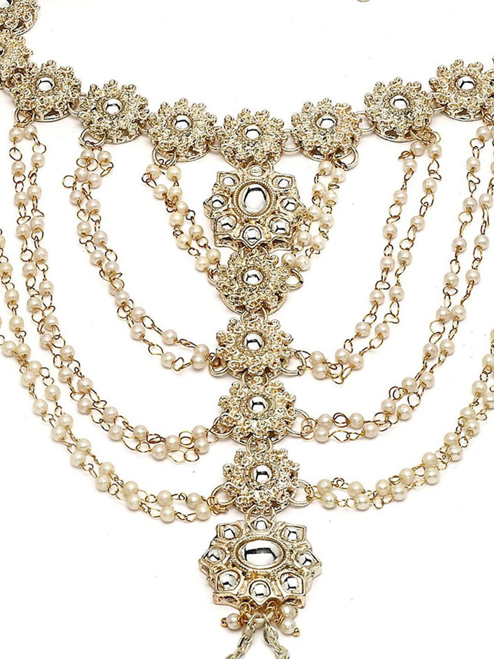 KARATCART Gold-Plated Kundan Studded Anklet