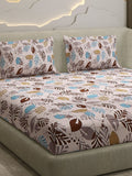 Monte Carlo Pink & Blue Printed Cotton 104 TC Queen Bedsheet Set 2.24 m x 2.54 m