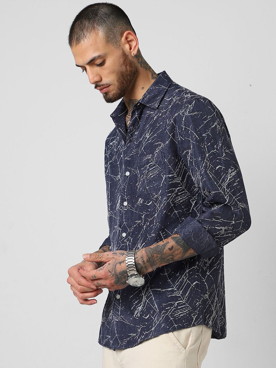 VASTRADO Men Classic Slim Fit Opaque Abstract Printed Casual Shirt