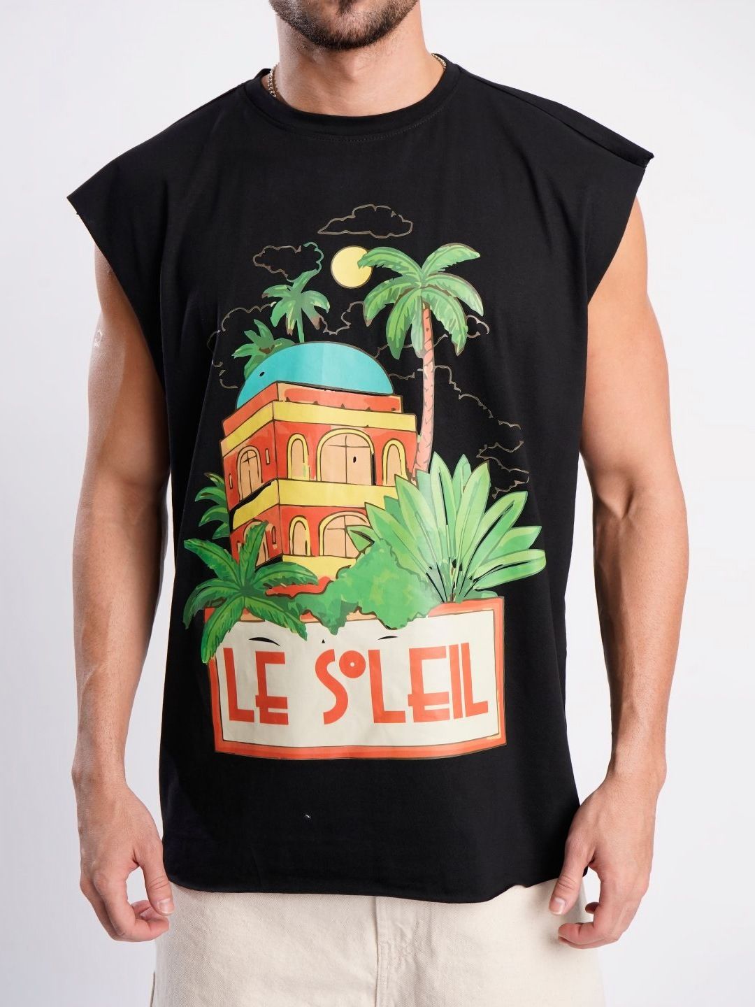 Bene Kleed Men Printed Extended Sleeves Tropical Raw Edge T-shirt