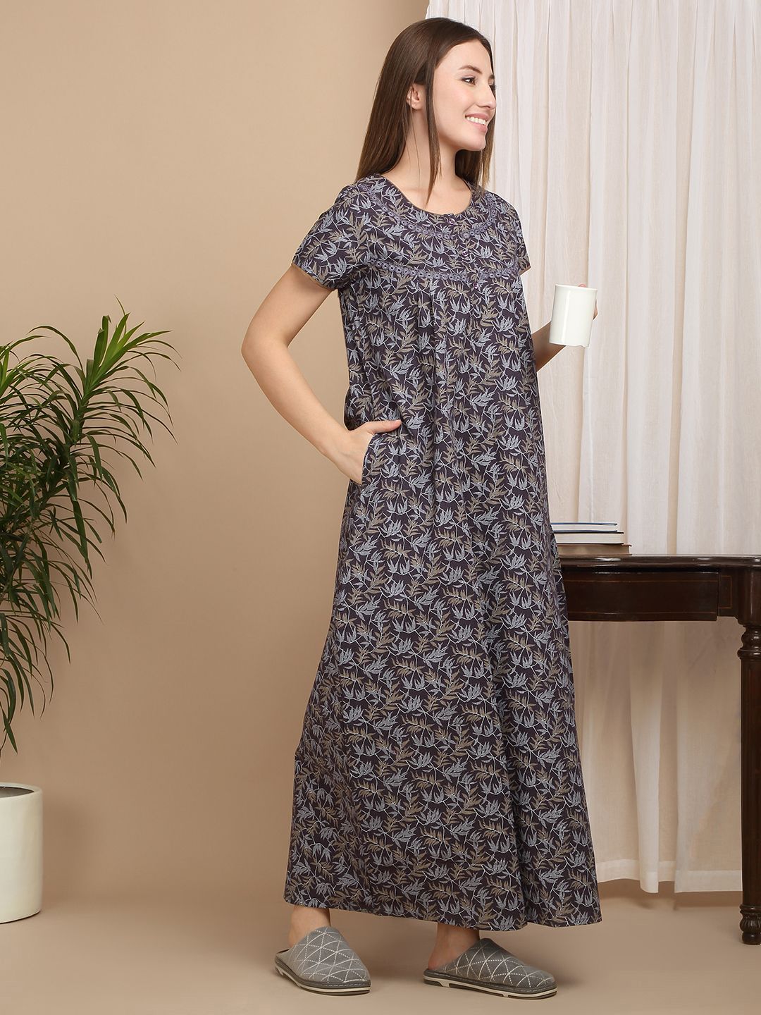 Sweet Dreams Printed Pure Cotton Maxi Nightdress