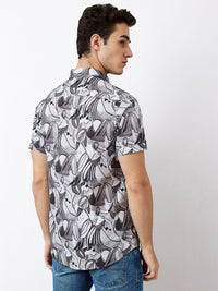 SPYKAR Men Spread Collar Abstract Printed Cotton Casual Shirt