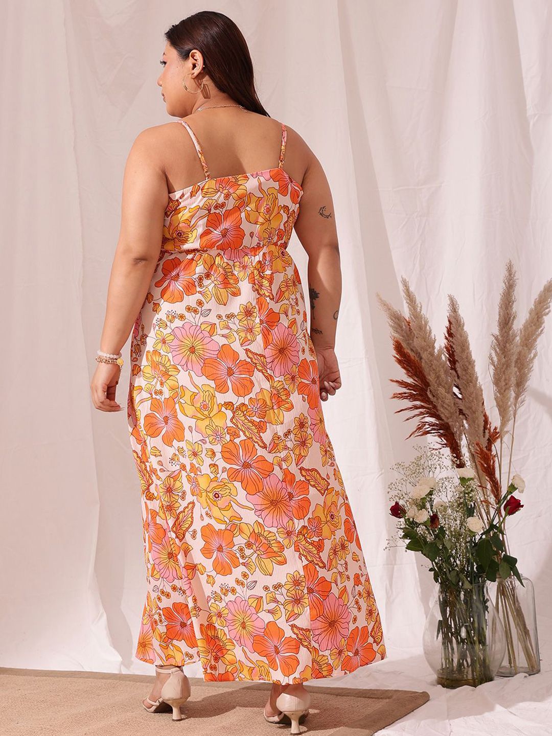 CURVY STREET Plus Size Floral Printed Maxi Dress