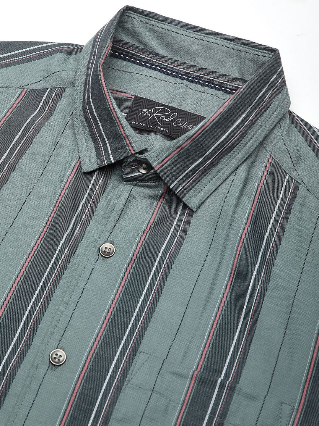 VASTRADO Men Classic Slim Fit Multi Stripes Opaque Striped Casual Shirt