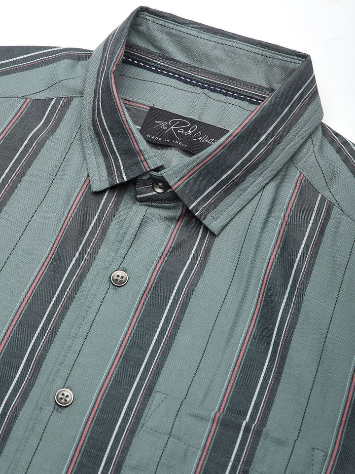 VASTRADO Men Classic Slim Fit Multi Stripes Opaque Striped Casual Shirt