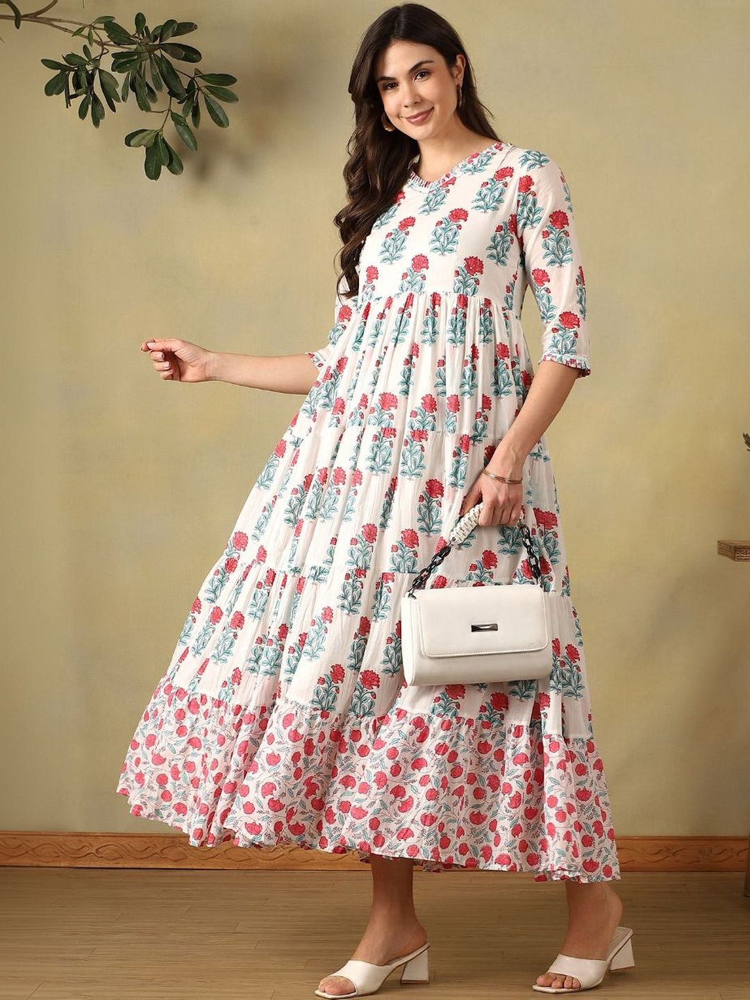 Mamicha Floral Print A-Line Maxi Dress
