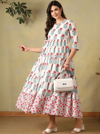 Mamicha Floral Print A-Line Maxi Dress