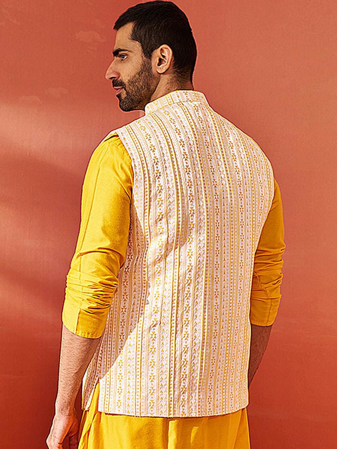 Vastramay Men Woven Design Nehru Jacket