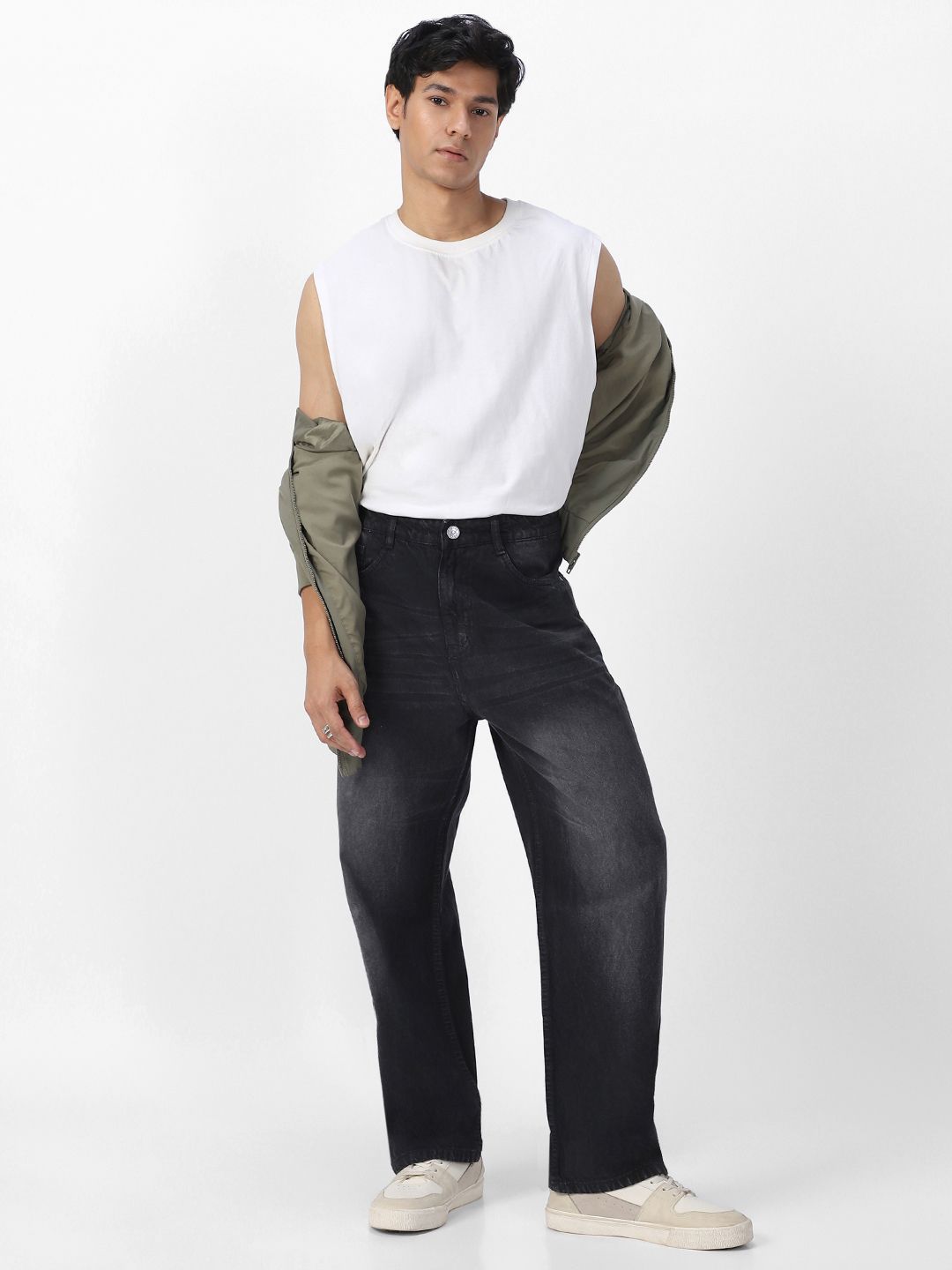 Urbano Fashion Men Loose Relaxed Fit Heavy Fade Jeans