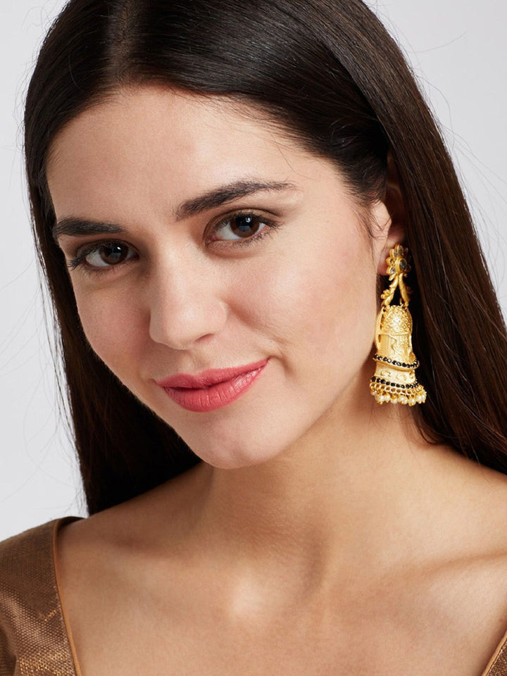 Anting-anting Drop Kontemporari Bersalut Emas Anouk Cubic Zirconia