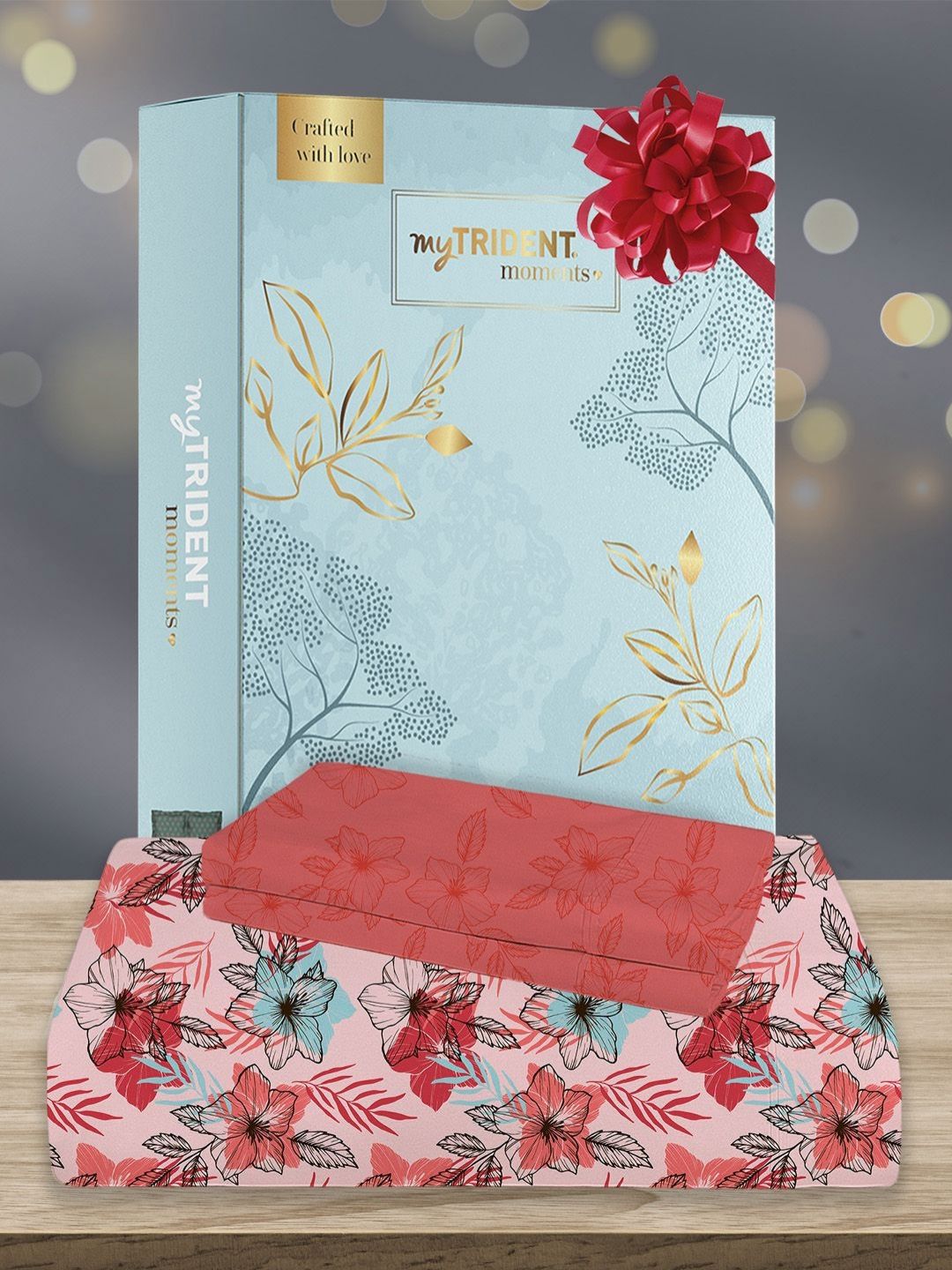 MYTRIDENT Flora Pink Moments Flat 120TC Queen Cotton Bedsheet Set