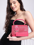 DressBerry Croc Textured Structured Satchel Bag