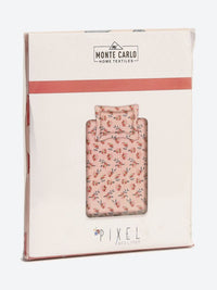 Monte Carlo Pixel Magenta & Gray Floral Dicetak 120 TC Single Bedsheet Set 1.52 m x 2.30 m
