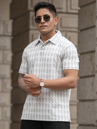 Powerlook Men Abstract Printed Polo Collar Cotton T-shirt