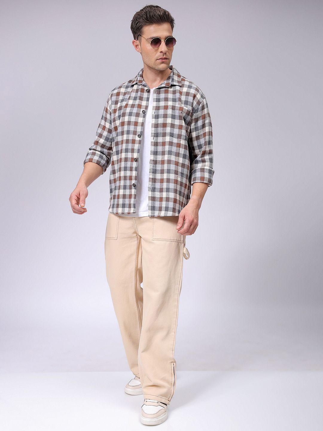 The Indian Garage Co Men Relaxed Fit Checked Dobby Textured Resortwear Shirt