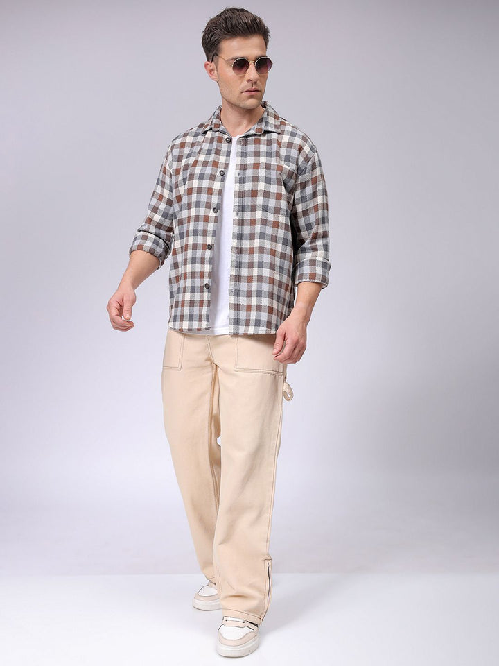 The Indian Garage Co Men Relaxed Fit Checked Dobby Textured Resortwear Shirt