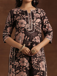 Libas Floral Printed Gotta Patti Pure Cotton Straight Kurta With Palazzo & Dupatta