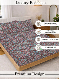 KLOTTHE Brown Floral  300 TC Super King Fine Bedsheets