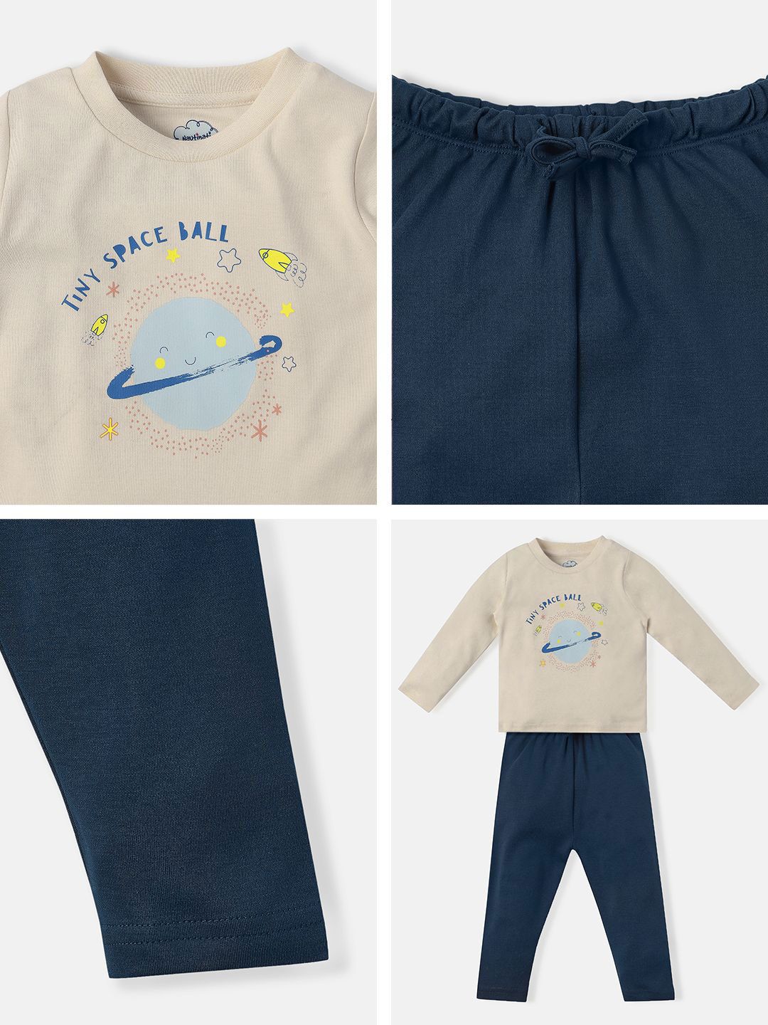 Nauti Nati Boys Printed Round Neck Pure Cotton T-shirt With Joggers