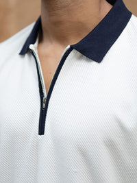 Powerlook Men Self Design Polo Collar T-shirt