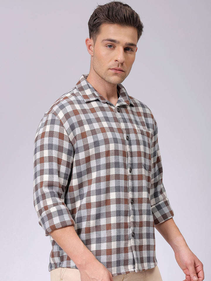 The Indian Garage Co Men Relaxed Fit Checked Dobby Textured Resortwear Shirt