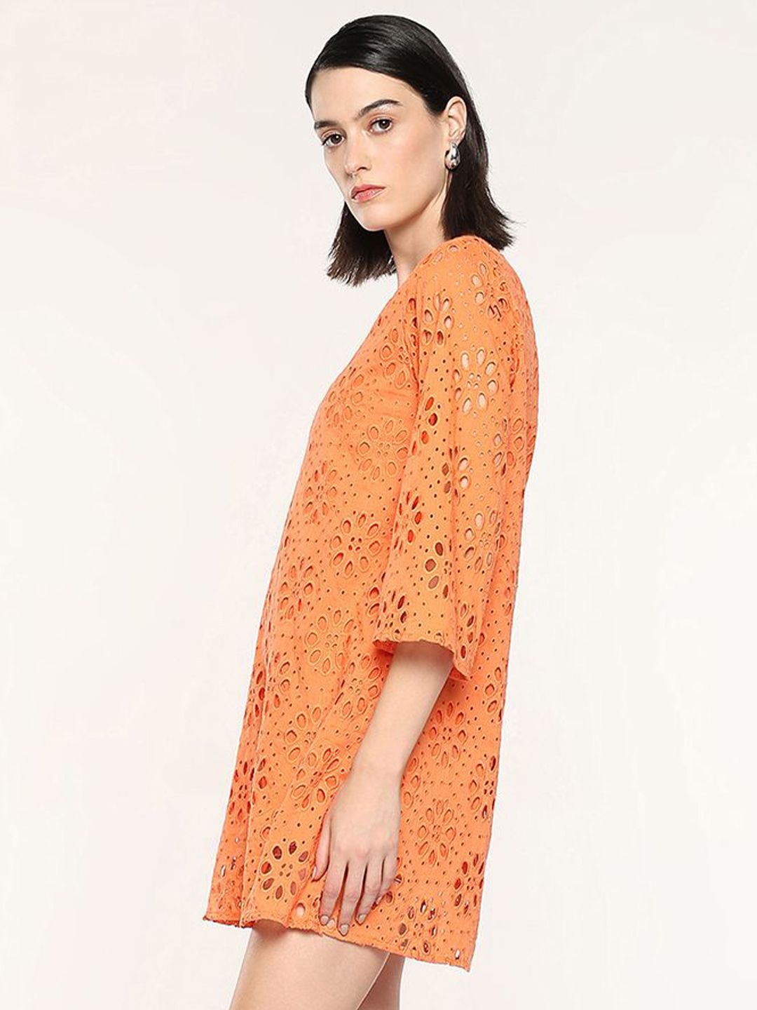 RAREISM V-Neck Schiffli A-Line Dress