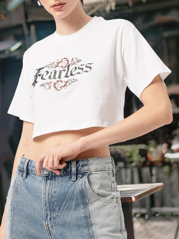 DressBerry Fearless Edge Printed Boxy Fit Crop T-shirt