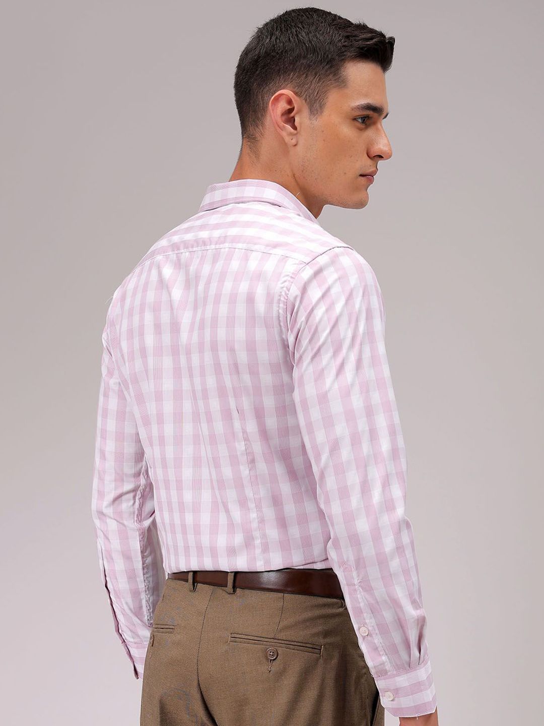 The Indian Garage Co. X Luxe Men Cutaway Collar Checked Slim Fit Formal Shirt