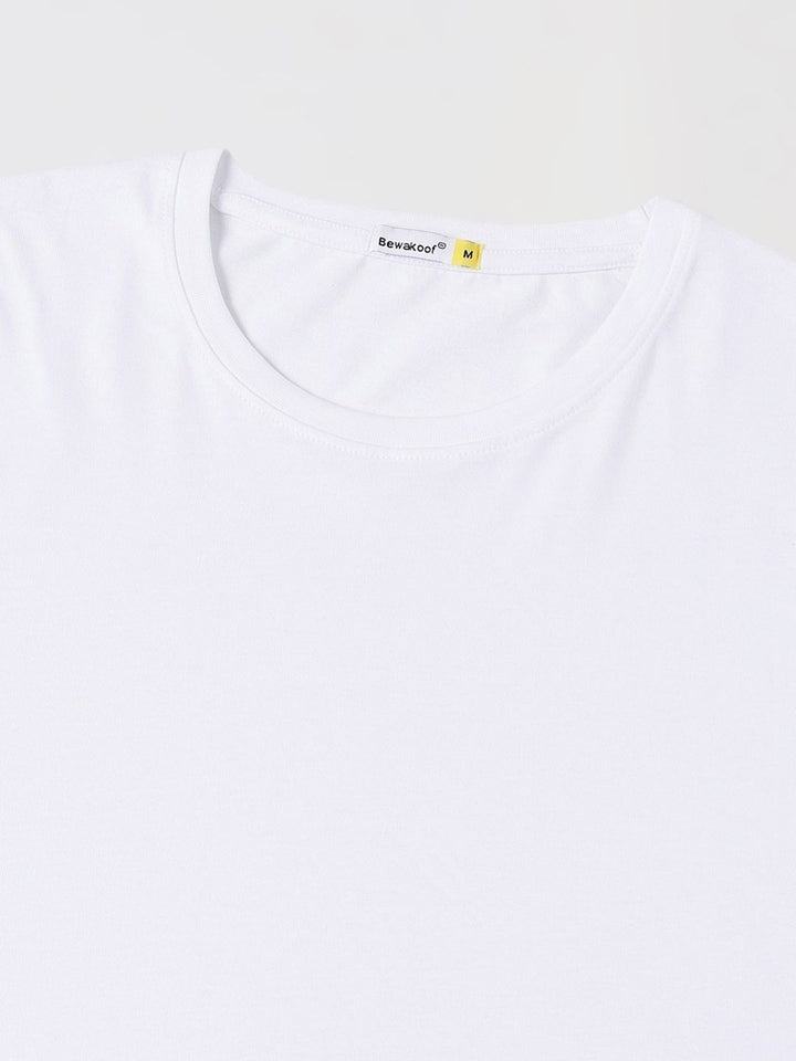 Bewakoof Men White Solid Full Sleeve T-shirt