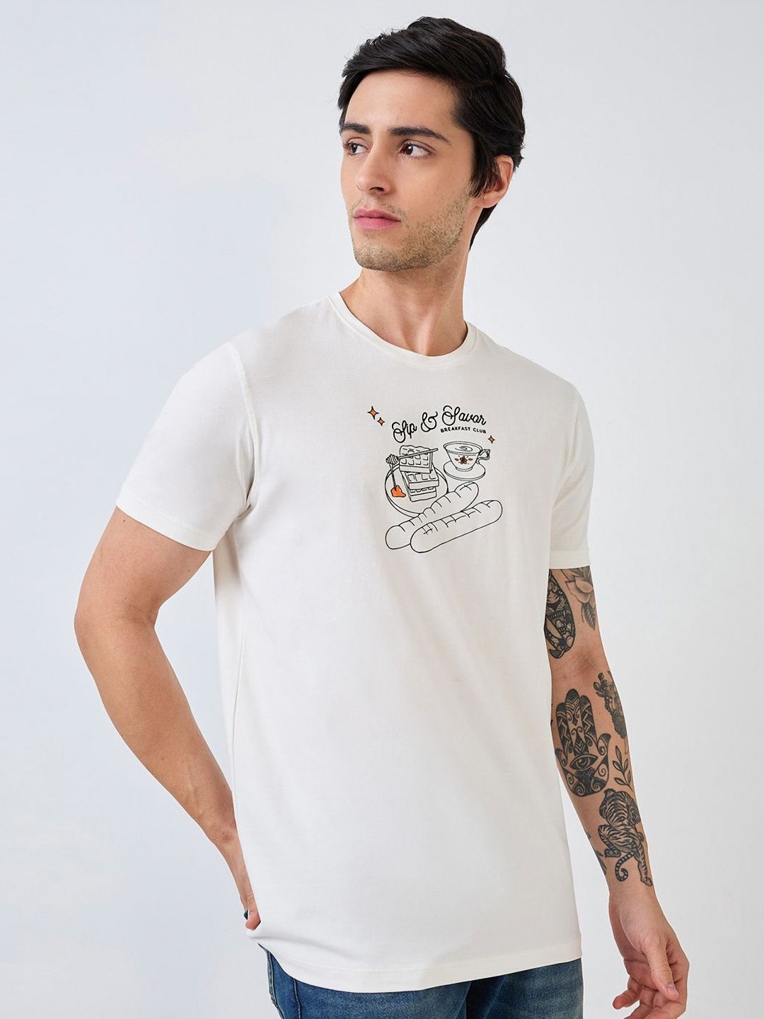 SPYKAR Men Typography Printed Slim Fit Cotton T-shirt