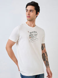SPYKAR Men Typography Printed Slim Fit Cotton T-shirt