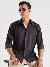 Baju Kasual Satin Pejal ADRO Lelaki Slim Fit