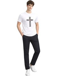 ADRO Typography Printed Round Neck Short Sleeves Regular Fit Pure Cotton T-shirt